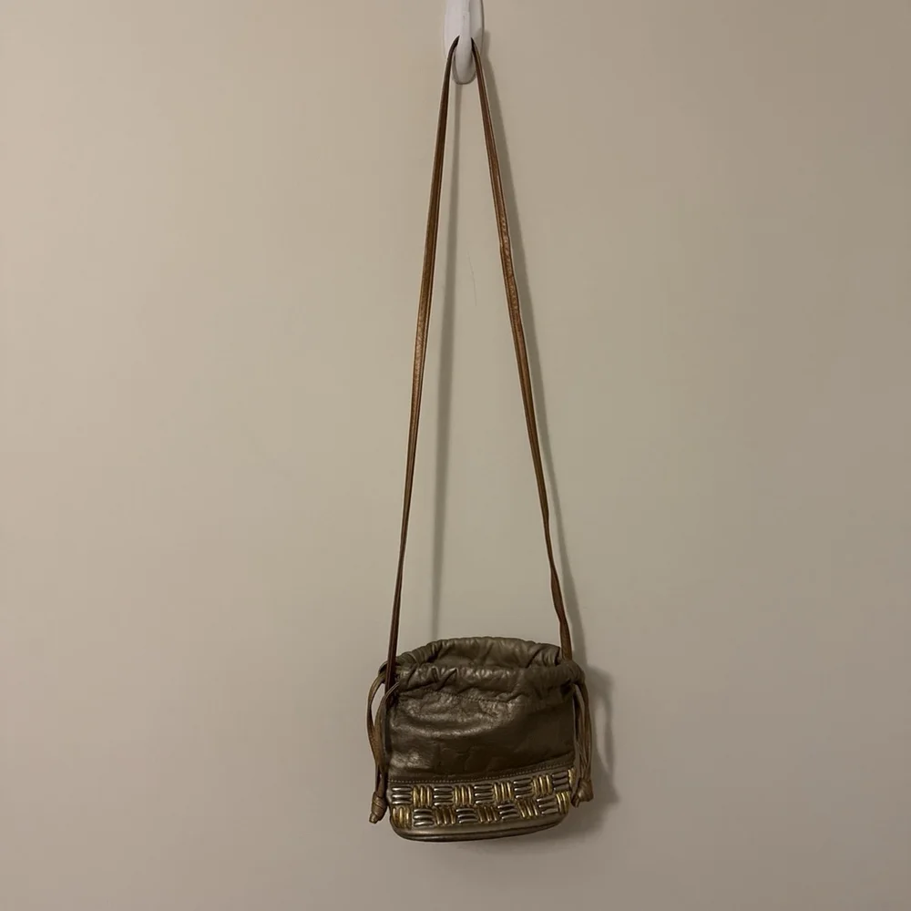 Vintage Atalla Leather Handbag, Italy, Shoulder/crossbody Strap, Metallic